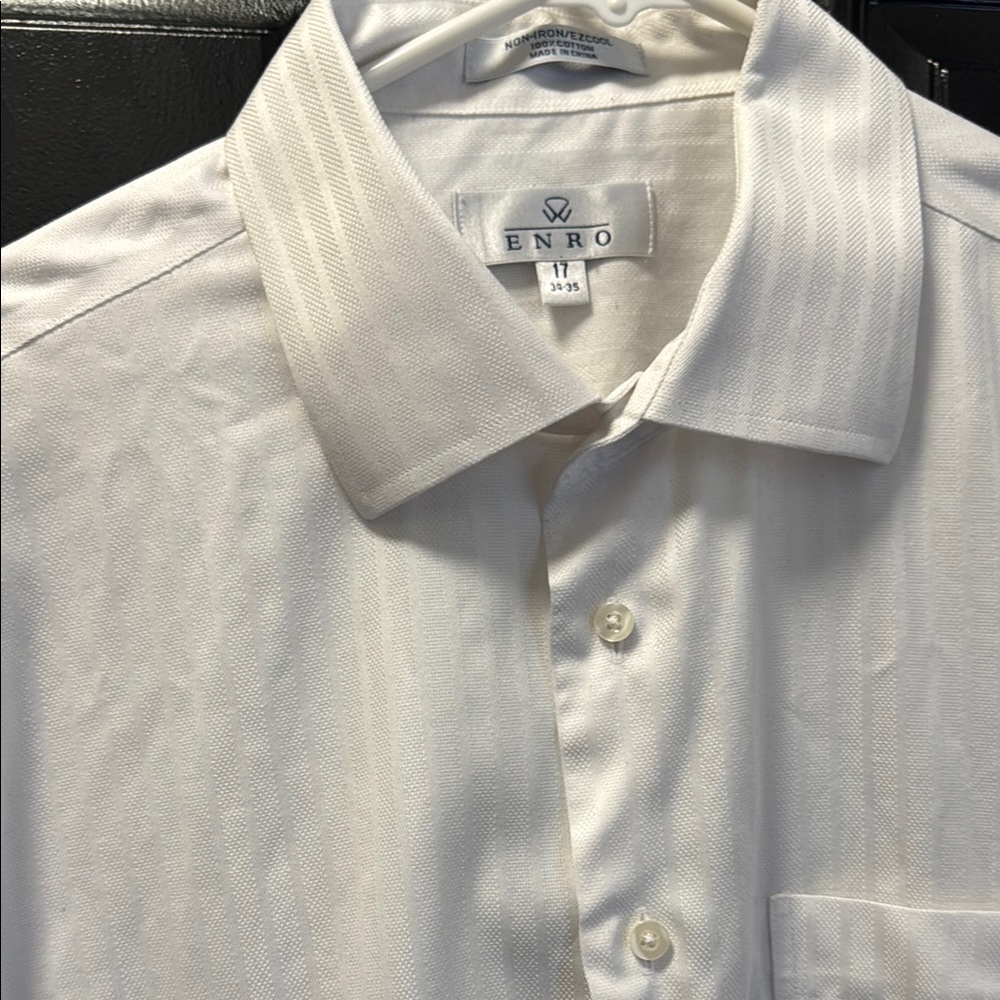 ENRO Men's White Button down flip cuff Shirt